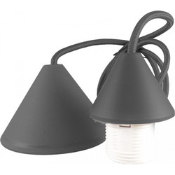 EL329202 | ΑΝΑΡΤΗΣΗ ΣΕΤ PVC ΡΟΖΕΤΑ ΜΕ ΚΑΛΩΔΙΟ 1mt 2X0.75mm & NTOYI E27 MAYΡΟ - Elvhx 16002
