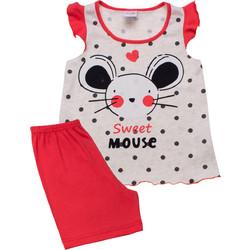 Minerva Sweet Mouse Παιδική Πιτζάμα Βαμβακερή Καλοκαιρινή Λευκή Κόκκινη 90-61785-630