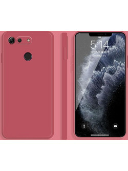 Για Honor View 20 Solid Color Απομίμηση υγρού σιλικόνης Straight Edge Dropproof Full Coverage Προστατευτική θήκη (Κόκκινο) (OEM)
