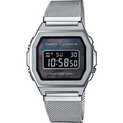 Casio Ψηφιακό Γυναικείο Ρολόι Χρονογράφος με Ασημί Μεταλλικό Μπρασελέ A-1000M-1BEF