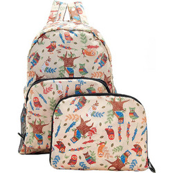 Eco Chic Beige Owl E-B Σχολική Τσάντα Πλάτης Γυμνασίου - Λυκείου Πολύχρωμη 07BG