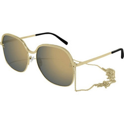 Stella McCartney SC0166S 003 Γυναικεία Γυαλιά Ηλίου Τετράγωνα Μεταλλικά Χρυσά με Χρυσό Φακό