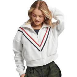 Superdry Γυναικεία Ζακέτα Fleece Κοντή με Φερμουάρ Λευκή W2011500A-39E