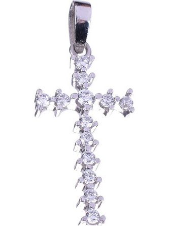 Σταυρός Λευκόχρυσος κ14 με zircon Gatsa 2.5*1.2cm 02760