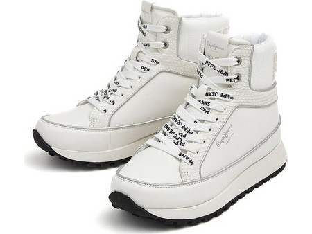 Pepe Jeans Dean Γυναικεία Sneakers Flatforms Μποτάκια Εκρού PLS31377-800