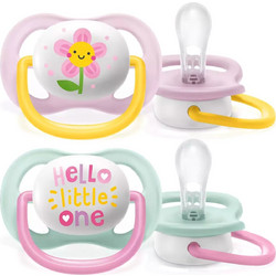 Philips Avent Ultra Air Ανατομικές Ορθοδοντικές Πιπίλες Σιλικόνης 0-6m Play Time Hello Little One 2τμχ SCF080/09
