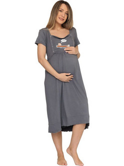 Νυχτικό εγκυμοσύνης και θηλασμού baby loading (28053) - Γκρι