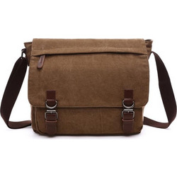 Versatile Canvas Shoulder Messenger Bag Business Computer Bag, Color: Coffee Medium (OEM)