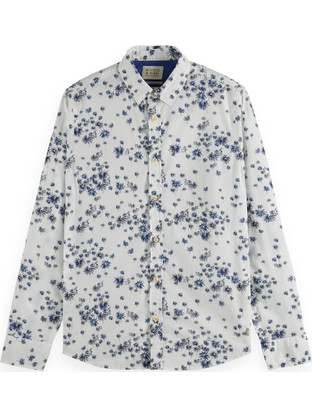 Scotch & Soda Ανδρικό Πουκάμισο Βαμβακερό Φλοράλ Μακρυμάνικο Slim Fit Λευκό 171623-5737