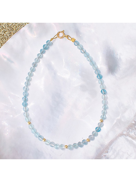 Βραχιόλι με Κ14 χρυσά στοιχεία και Aqua - M124963