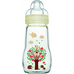 Mam Feel Good Γυάλινο Μπιμπερό με Θηλή Σιλικόνης 2m+ White 260ml