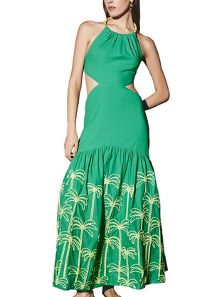 Lace Midi Καλοκαιρινό Φόρεμα για Γάμο / Βάπτιση Πράσινο Μ-8436