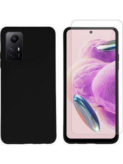 Redshield Silicone Case & Glass Set για Redmi Note 12S Black Θήκη Κινητού & Προστατευτικό Οθόνης