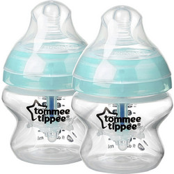 Tommee Tippee Advanced Σετ Γυάλινα Μπιμπερό με Θηλή Σιλικόνης κατά των Κολικών 0m+ Blue 2x150ml