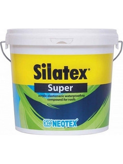 Neotex Silatex Super Ελαστομερές Επαλειφόμενο Ακρυλικό Μονωτικό Στεγανωτικό Ταράτσας Λευκό 12kg