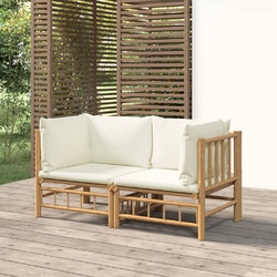 vidaXL Διθέσιος Καναπές Εξωτερικού Χώρου Bamboo Μπεζ 69x69x65cm 3155182