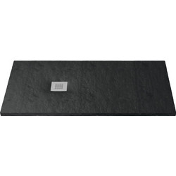 Ντουζιέρα Sanitec Anthracit Flat Ανάγλυφη - Πέτρινη Υφή (3cm) με Βαλβίδα Αποχέτευσης 80 Χ 160 Χ 3 cm
