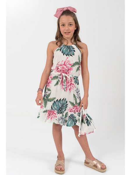 TraX Παιδικό Φόρεμα Floral Λευκό 43134