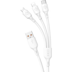 Dudao L8A-3in1 USB-A - USB-C / micro USB / Lightning 480Mb/s Cable 1.2m - White