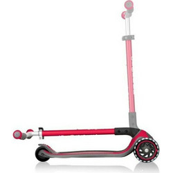 Globber Scooter Elite Master Lights Αναδιπλούμενο Παιδικό Πατίνι Τρίτροχο με Φωτάκια Λευκό Κόκκινο
