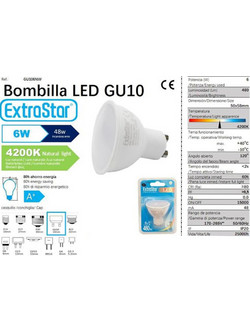 Λάμπα LED για Ντουί GU10 6W 480LM Φυσικό Λευκό 4200K ExtraStar AGU106NW