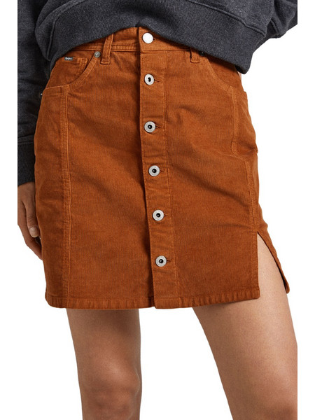 Pepe Jeans Vicky Μίνι Φούστα Κοτλέ Ψηλόμεση Καφέ PL901076-859