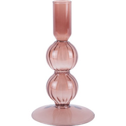 Present Time Swirl Bubbles Κηροπήγιο Γυάλινο O9x16 I Faded Pink