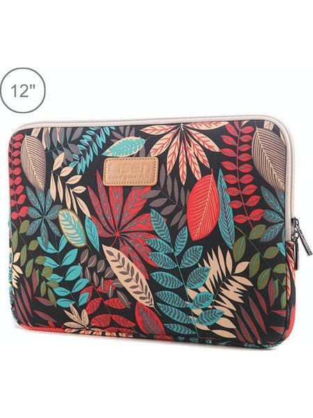 Lisen 12 inch Sleeve Case Colorful Leaves Zipper Briefcase Carrying Bag for iPad, Macbook, Samsung, Lenovo, Sony, DELL Alienware, CHUWI, ASUS, HP, 12 inch and Below Laptops / Tablets(Black) (OEM)