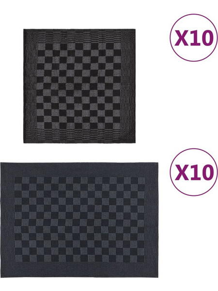 vidaXL Σετ Πετσετών 20 Τεμαχίων Μαύρο και Γκρι Βαμβακερές 136286