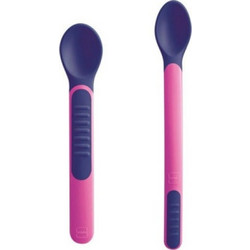 Mam Heat Sensitive Spoons & Cover Σετ Βρεφικά Κουτάλια με Θήκη 6m+ Μωβ Ροζ 2τμχ