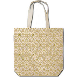 Τσάντα υφασμάτινη με χρυσά σύμβολα και μαιάνδρους σε εκρού χρώμα 40x40cm