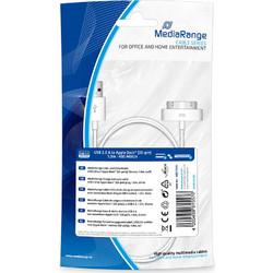 Καλώδιο Mediarange Charge and Sync, usb 2.0 to Apple Dock(R) (30-Pin) Plug, 1.0m, White (Mrcs181)