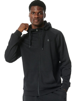 Body Action Ανδρική Ζακέτα Fleece με Κουκούλα και Φερμουάρ Μαύρη 073315