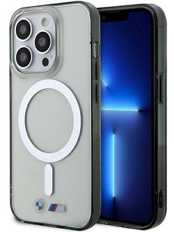 Case BMW BMHMP14LHCRS iPhone 14 Pro 6.1" transparent hardcase Silver Ring MagSafe