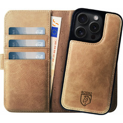 Rosso Elite - MagSafe Δερμάτινη Θήκη / Πορτοφόλι - Apple iPhone 14 Pro - Light Brown (8719246420115)