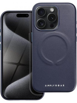 Roar Leather Mag Back Cover Navy (iPhone 15 Pro)