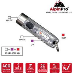 AlpinPro Tiny S11-WT Επαναφορτιζόμενος Φακός 400lm