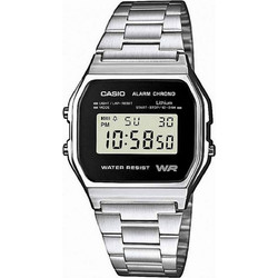 Casio Vintage Ψηφιακό Ανδρικό Ρολόι Χρονογράφος με Ασημί Μεταλλικό Μπρασελέ A-158WEA-1EF