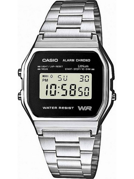 Casio Vintage Ψηφιακό Ανδρικό Ρολόι Χρονογράφος με Ασημί Μεταλλικό Μπρασελέ A-158WEA-1EF