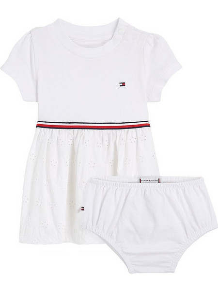 Tommy Hilfiger Baby Broderie Combi Dress S/S KN0KN01801 YBR White (Λευκό) (Λευκό)