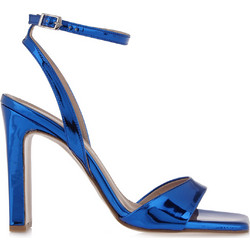 Makis Kotris Γυναικεία Πέδιλα Royal Blue με Λεπτό Ψηλό Τακούνι 95-720