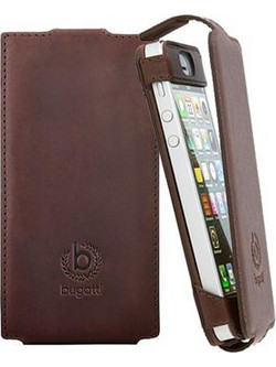 BUGATTI ΘΗΚΗ IPHONE SE/5S/5/5C LEATHER FLIP CASE BROWN