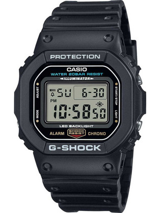 Casio G-Shock Ψηφιακό Ανδρικό Ρολόι Χρονογράφος με Μαύρο Καουτσούκ Λουράκι DW-5600UE-1ER