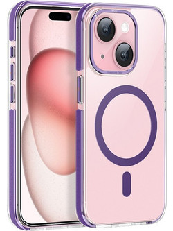 Θήκη Hoco Magnetic Premium Series Anti-Drop Magnetic Mag-charge για Apple iPhone 15 Plus Διάφανη Μωβ