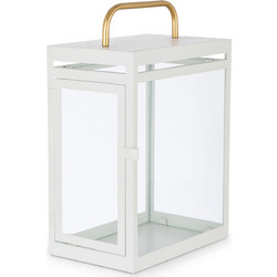 Coincasa γυάλινο φανάρι με μεταλλικό σκελετό 30 x 20 x 46 cm - 007218463 Λευκό