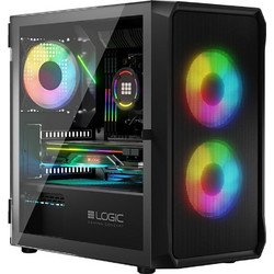 Logic Portos ARGB Mini Black Mini Tower Κουτί Υπολογιστή RGB με Πλαϊνό Παράθυρο