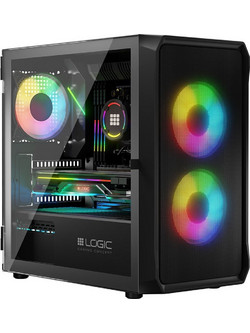 Logic Portos ARGB Mini Black Mini Tower Κουτί Υπολογιστή RGB με Πλαϊνό Παράθυρο