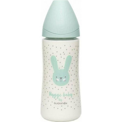 Suavinex Hygge Hygge Πλαστικό Μπιμπερό με Θηλή Σιλικόνης κατά των Κολικών 4m+ Rabbit Green 360ml