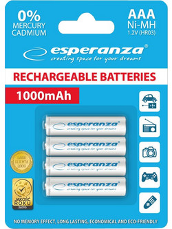 Esperanza Rechargeable AAA 1000mAh 4τμχ