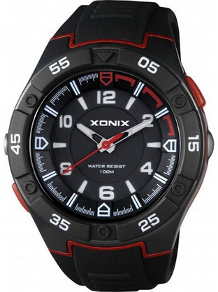 Xonix Ανδρικό Ρολόι Χρονογράφος με Μαύρο Καουτσούκ Λουράκι QKB-002